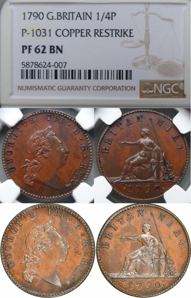 George III, 1790 Restrike Pattern Farthing by W J Taylor