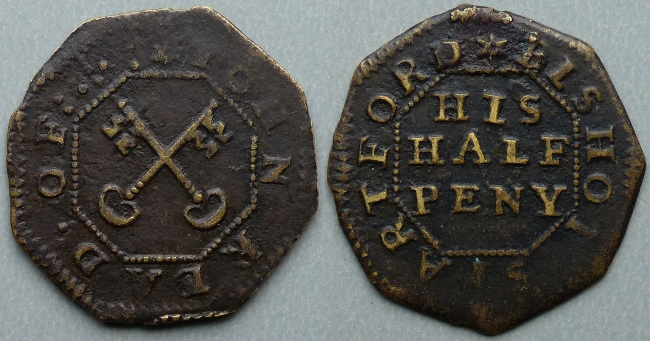 Bishops Stortford, John Read octagonal halfpenny Bishops Stortford, John Read octagonal halfpenny