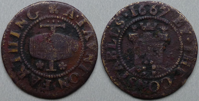 Taunton, borough issue 1667 farthing token N4114