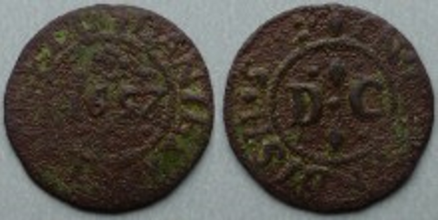 Cavendish, Daniell Chickell 1657 farthing Cavendish, Daniell Chickell 1657 farthing